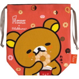 San-X Rilakkuma Rilakkuma x Mr. Donuts Drawstring Bag, Rilakkuma & Kiiroitori CA73801 H 7.3 x W 6.7 x D 2.8 inches (185 x 170 x 70 mm)