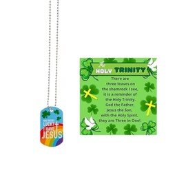 Biblebanz St. Patrick’s Day Faith Dog Tag Necklaces With The Holy Trinity Shamrock Cards Meaning Of The Shamrock School Supplies Religious Christian Party Favors Church Gifts Bulk 12 Sets