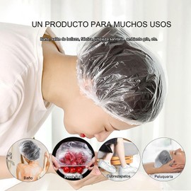 GUDREN Gorro De Ducha Desechable, 100 Pcs Cofias Desechable PláStico Desechable Elastic Thick, Gorra de Duch del Pelo Impermeabilice, Se Puede Utilizar en Hogares, Peluquerías, Hoteles, Spa
