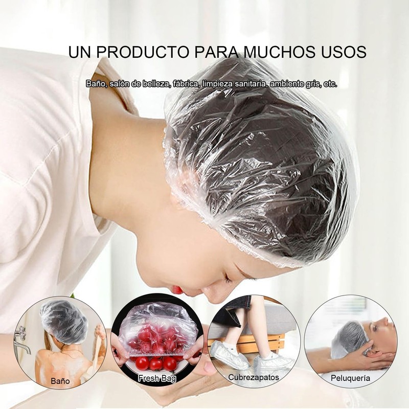 GUDREN Gorro De Ducha Desechable, 100 Pcs Cofias Desechable PláStico