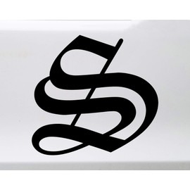 Minglewood Trading Black - Old English Letter Vinyl Decal - Initial Tattoo Script Lettering - Die Cut Sticker - 8h inches