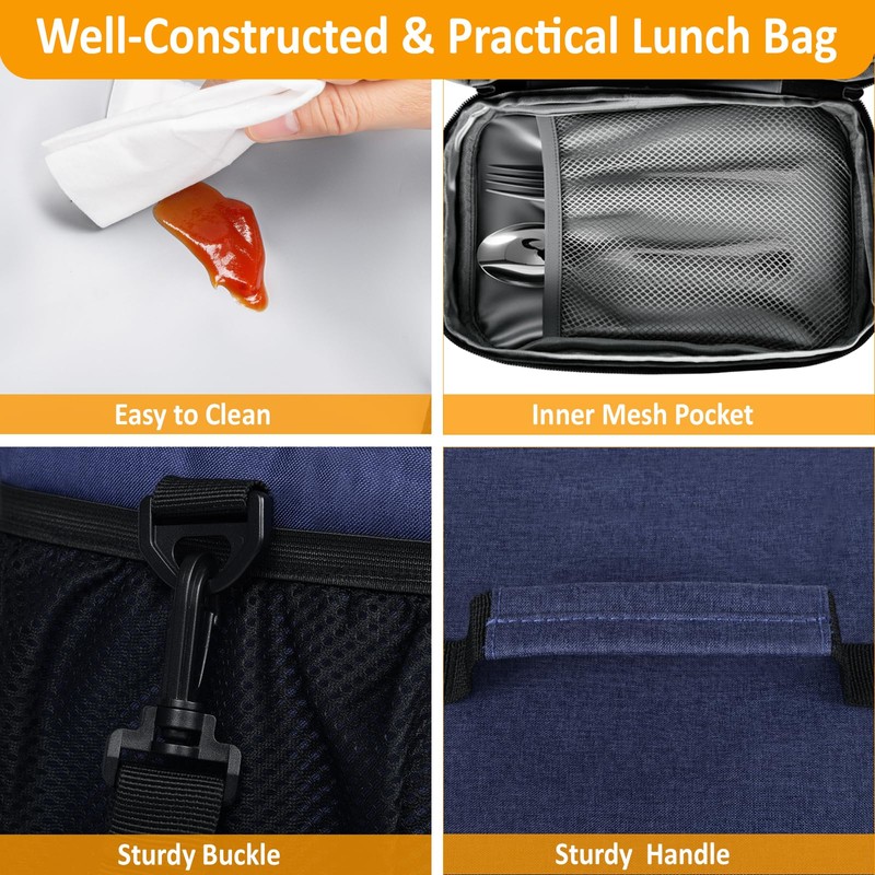 Vankor Insulated Lunch Bag for Men Women, Reusable Lunch Box