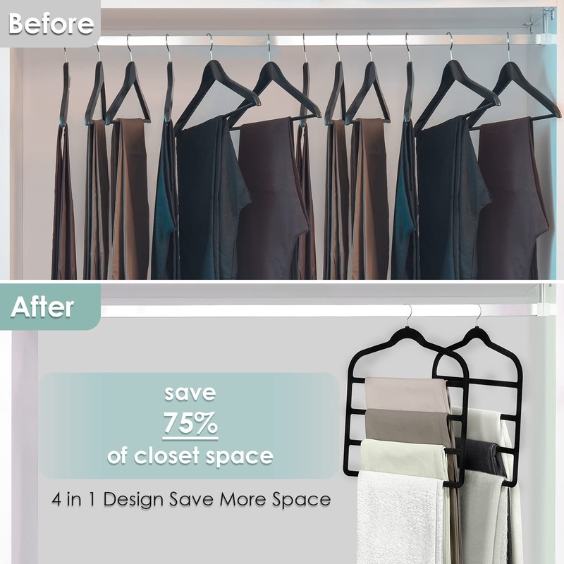 Velvet Hangers Space Saving Non Slip Pant Velvet Hangers, DUDUCOFU