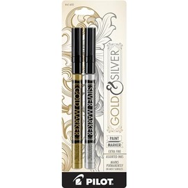 Pilot Super Color Set de 2 Marcadores de Pintura Permanente, Multicolor (Gold/Silver), Punta Extra Fina