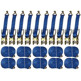 Tie Down Lashing Ratchet Straps x10 (5T 50MM 12M Cargo Claw Hook Recovery Blue)
