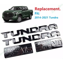 Toyota 4PC Gloss Black Door Tundra 5.7L I Force V8 EMBLEM Badge Toyota Tundra 2014-2021