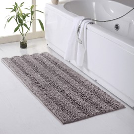KGORGE Bath Mats for Bathroom - Water Absorbent Chenille Washable Bathroom Kitchen Rugs for Shower Tub Living Room Home Decoration Entryway, Light Gray, 47" W x 24" L, 1 Piece