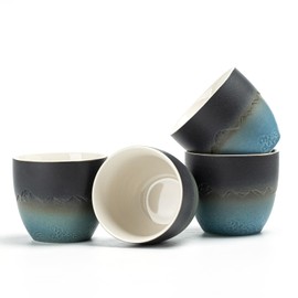 TEANAGOO Japanese Tea Cup, 5.4 Oz/160 ml, 4 Pcs/box, Small Tea Cups, Japanese Matcha Cup, Occupied Japan Tea Cups, Asian Tea Cups no Handles, Tea cup Ceramic Cup for Japanese, Gradient Navy Blue, H23