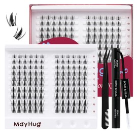 Mayhug Wispy Lash Clusters Kit 120PCS Lash Extensions DIY Cluster Eyelash Extensions D Curl 8-18mm Individual Lashes Kit with Lash Bond and Seal Soft Thin Band