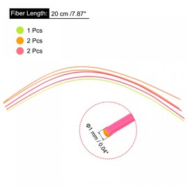 sourcing map Pack of 5 Fibre Optical Rods Fibreglass Cable PMMA for Visor 1 mm x 20 cm Red Green Orange 1 Set