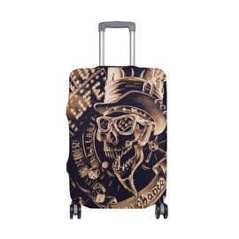Moyyo Golden Skull Travel Luggage Cover Suitcase Protector Cover Elastic Washable Suitcase Cover Fits 18-20 inch Luggage