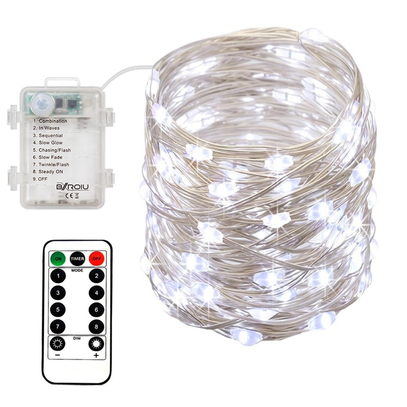 4 x Fairy Lights Battery Operated, Silver Wire Chains 8