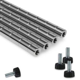 HAPPY STEEL 14" NSF Chrome Wire Shelf Post, 1 Inch Metal Pole, Foot Included, for Wire Shelf Rack, Poles and Parts (4 Pack)