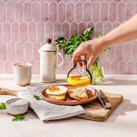 Dreamfarm Flegg 3-In-1 Flexible Silicone Egg Rings, Flippers, & Servers Safe on Non-Stick - Pack of 2, Yellow/Black