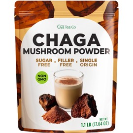Gya Tea Co Chaga Mushrooms Powder 1.1lb (17.64 Oz) - Chaga Mushroom Extract for Beverages, Smoothies - Ayurvedic Nootropic Superfood for Digestion, Energy - Non-GMO, Gluten-Free, Vegan-Friendly