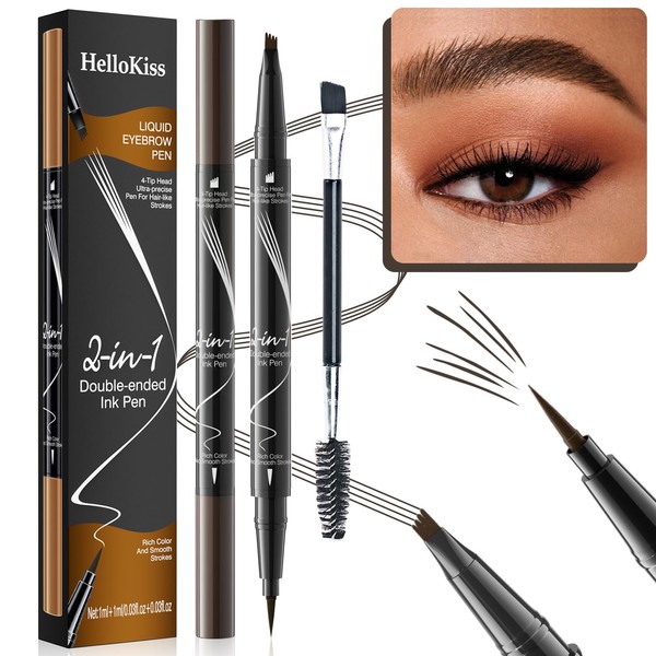 1 x Eyebrow Pencil, Waterproof, 2-in-1 Dual-Ended Microblading Eyebrow Pencil,