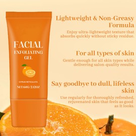 Facial Exfoliating Gel, Deep Cleansing Moisturizing Exfoliator with Natural Plant Formula, Skin Rejuvenation, Orange Enzyme Purifying Scrub for Face & Body, Suitable for All Skin Types