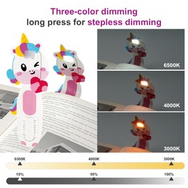 SPARKGEMEI Bookmark Reading Light, Clip-On Book Light Portable, Eye-Caring Book Lights, Rechargeable Cute LED Reading Lamp with 3 Color Light for Kids, Gift for Book Lovers-1 Pack