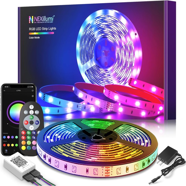 Nexillumi 100Ft LED Strip Lights for Bedroom with App Remote