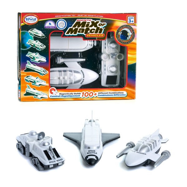 Popular PLAYTHINGS Magnetic Mix or Match Vehicles, Space, White, Standard