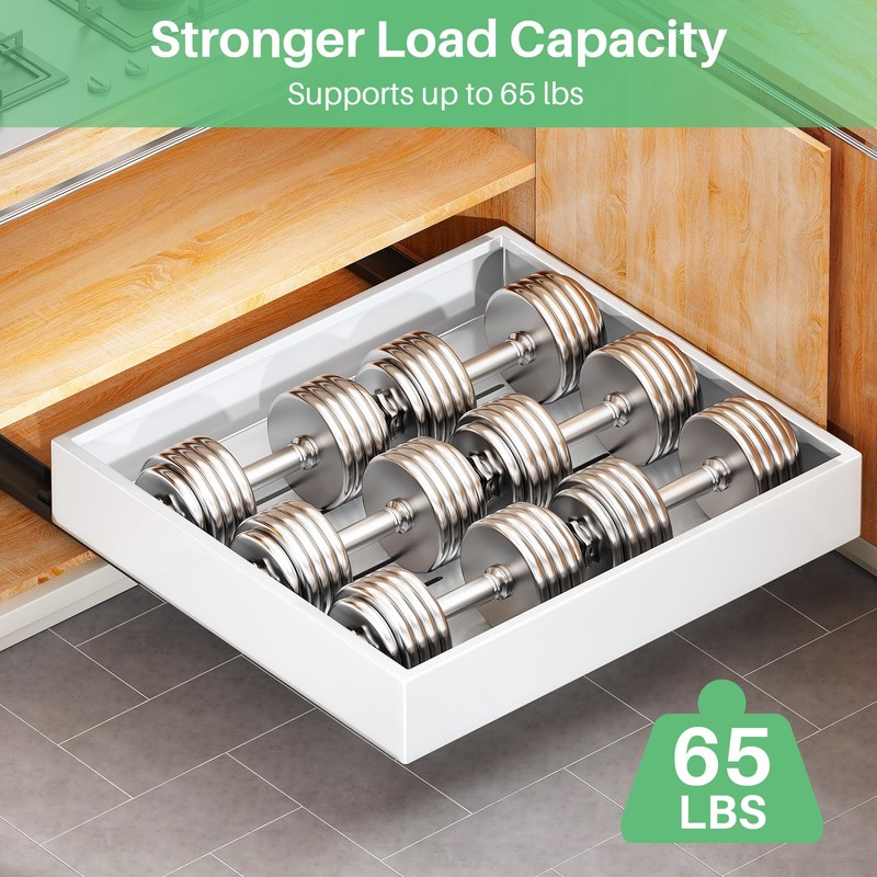 2Pack Pull out Cabinet Organizer, 21"Deep, Heavy Duty Full-extension Slide