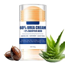 Crema de urea 60% con 2% ácido salicílico en barra de crema para pies, suavizante e hidratante para el talón agrietado seco, rodillas, codos, manos, u