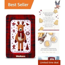 Walkers Shortbread Butter Cookies REINDEER Holiday, 9 3/4" x 6 3/4"