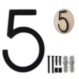 5" Floating Stainless Steel Address House Number, Modern Metal Anti-Rust House Numbers with Nail Kits for Door Garden Mailbox Decor Visibility Signage - Number: 5