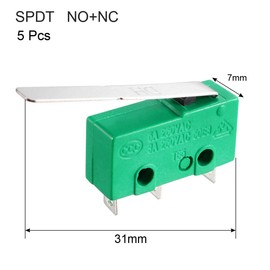 sourcing map 5 Pcs KW4-3Z-3 5A125 / 250VAC Micro Switch SPDT NO NC 3 Terminals Long Bar