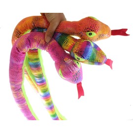 Curious Minds Busy Bags Set of 3 Plush Snakes - 33" Metallic Bright Colorful Shimmer - Stuffed Sensory Fidget Toy Stuffie