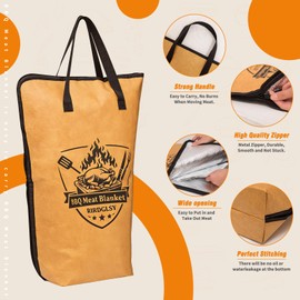 BBQ Blanket for Resting Meat, 21in BBQ Blanket Meat Resting Bag with Grips Grilling Tools Smoker Insulated Brisket Bag with Wide Mouth for Turkey, Pork Shoulder & Beef -Gifts for Men Dad (Yellow Set)