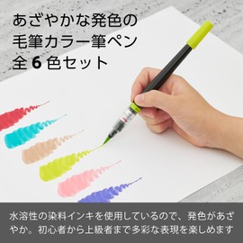 Pentel Color Brush Pen, Art Brush, Set of 6 Colors, XGFL-6ST