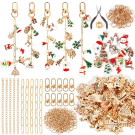 Lokuc 364 Pcs Keychain Making Kit - DIY Bag Charm Kit with Box, 41 Charms, 10 Keychain Clips, Jewelry Pliers, Key Rings and Jump Rings - Keychains Making Supplies Gift for Adults