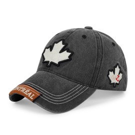 HH HOFNEN Canada Baseball Cap for Men Women Dad Hat Embroidered Maple Leaf Hat Adjustable Outdoor Golf Sport Hat Black