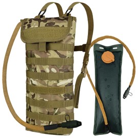 Hannibal Tactical 5L Hydration Pack, Water Backpack with 3L Water Bladder, MOLLE System for Outdoor Hiking, Biking, Running, CP Camo