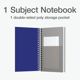 Oxford Spiral Notebook, Mini 1-Subject Journal for School, College Ruled Paper, 100 Sheets, 4-3/8 x 7 Inches, Durable Storage Pocket, Blue Cover (1002543)