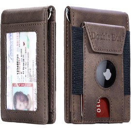 Double Bus Wallet for Men's RFID Blocking Slim Bifold Leather-Ultra Thin Minimalist Front Pocket Smart Wallet,with Money Clip,Small Compact Elastic Credit card Holder,Anniversary Birthday Gifts
