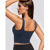 Fisoew Yoga Butterluxe Womens Square Neck Longline Sports Bra Workout