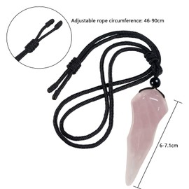 Nupuyai Crystal Raven Skull Necklace for Men and Women, Gemstone Crow Skull Pendant Healing Stone Raven Necklace Witch Raven Head Reiki Jewellery, Rose Quartz Stone Black Obsidian Stone Nylon rope,