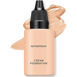 Waterproof Full Coverage Foundation - Long Lasting Cream Face Makeup - Coverage for Natural Flawless- Lightweight Oil-Control Formula (105 Medium)