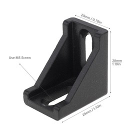 20 Sets 2020 Series Aluminum Extrusion Profile Corner Bracket, CLAHJQX T Slot Aluminium Extruded Profile Rail Accessories Kit with Black 90 Degree Right Angle Connector, M5 Drop in T Nuts Bolts