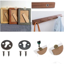 ZAAWUUT Metal Keyhole Hanger, Iron Shelf Brackets with Screws, Set of 20 Round Keyhole Brackets for Picture Frame, Wall Decoration(Black)