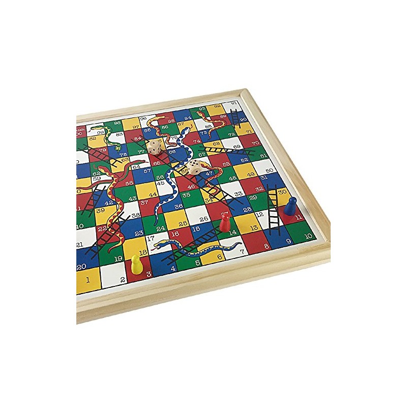 Snakes and Ladders Wooden Board Game Ideal For 2-6 players