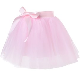PLIKSUVER Girls Tutu Skirt 7 Layers Tulle Skirts for Kids Party Dance Tutu Elastic Waistband for 3-8 Years Birthday/Princess/Photography/Daily Wear Pink