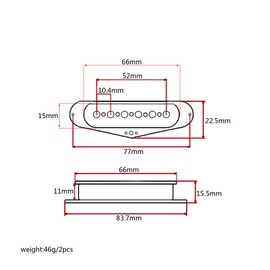 Alnicov Alnico 5 Bridge Single Coil Vintage Guitar Pickups 52 mm for ST Guitar (Black)