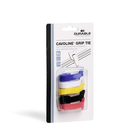 Durable Cavoline Grip Tie 503600 Velcro Cable Ties with Loop, 20 x 1 cm (L x W), Pack of 5, Assorted Colours
