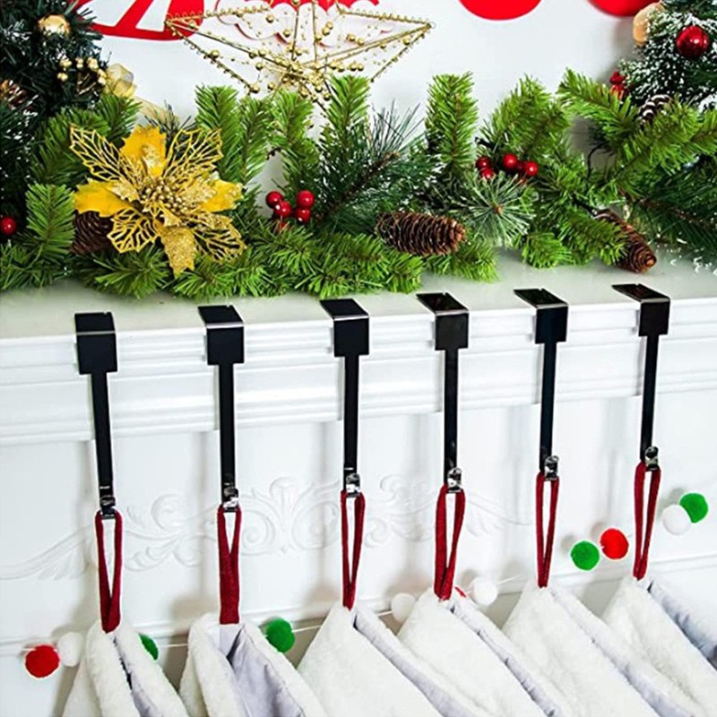 Runmeihe 4 Pack Christmas Stocking Hangers For Fireplace, Metal Hooks