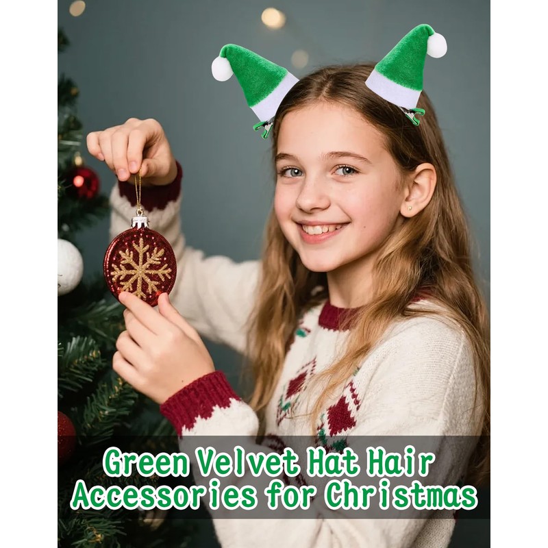Mini Velvet Santa Hat Hair Clips, Christmas Hat Hair Accessories