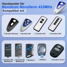 433.92 MHz Garage Door Opener Hand Transmitter Replacement for Novotron 502 MAX43-2, Garage Door Remote Control for Novoferm Novotron 502 512 514 522, Pack of 2