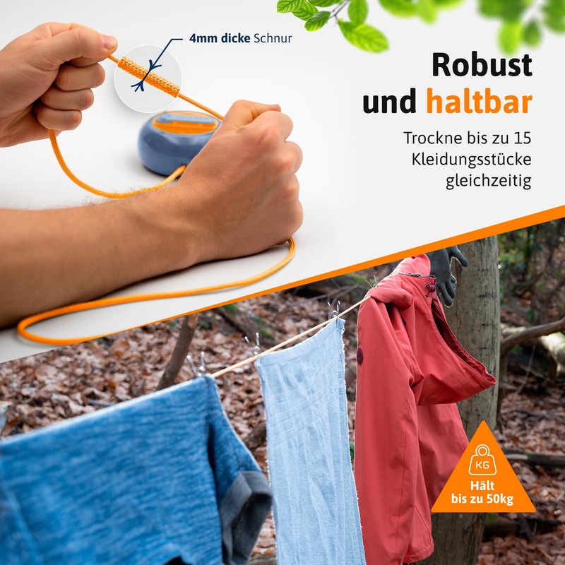 AUTDOOR® Extendable Washing Line with Fold-Out Hand Crank for Effortless